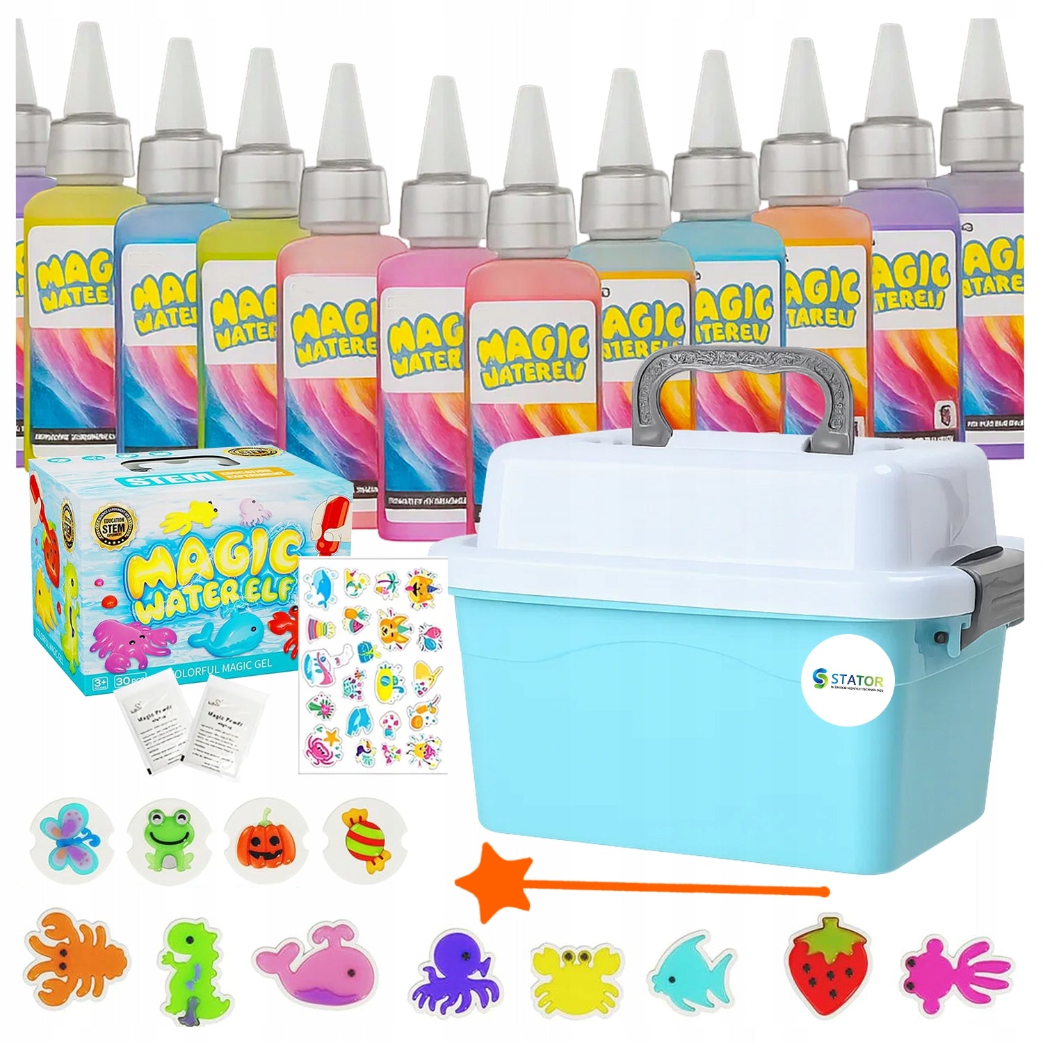 SET CREATIVE MAGIC JELLY 12 COLORS GEL ANIMAL WATER ELF GLUES DIY Manufacturer code Z3192