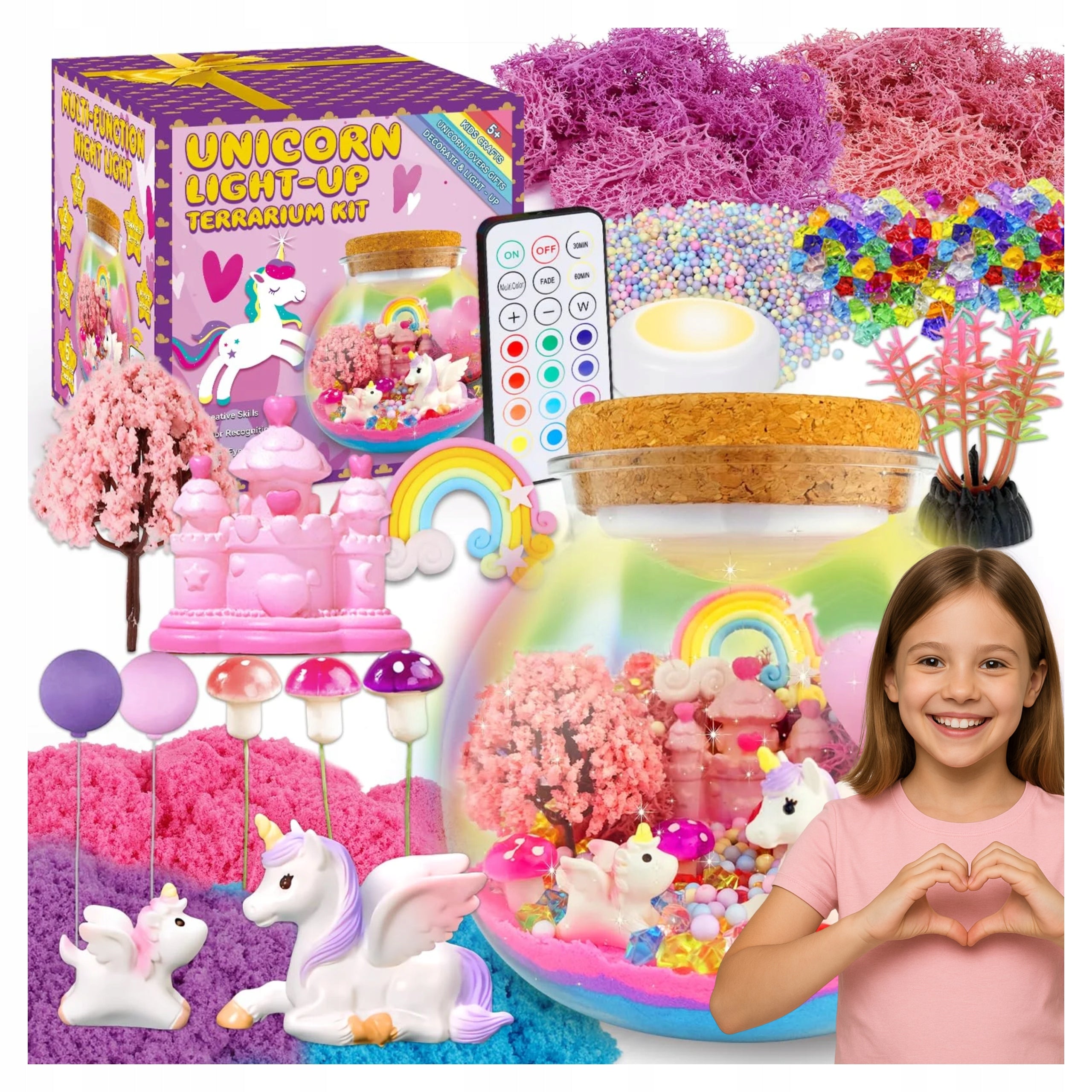 SET CREATIVE NIGHT LIGHT UNICORN DIY MAGIC TERRARIUM FOR CHILDREN