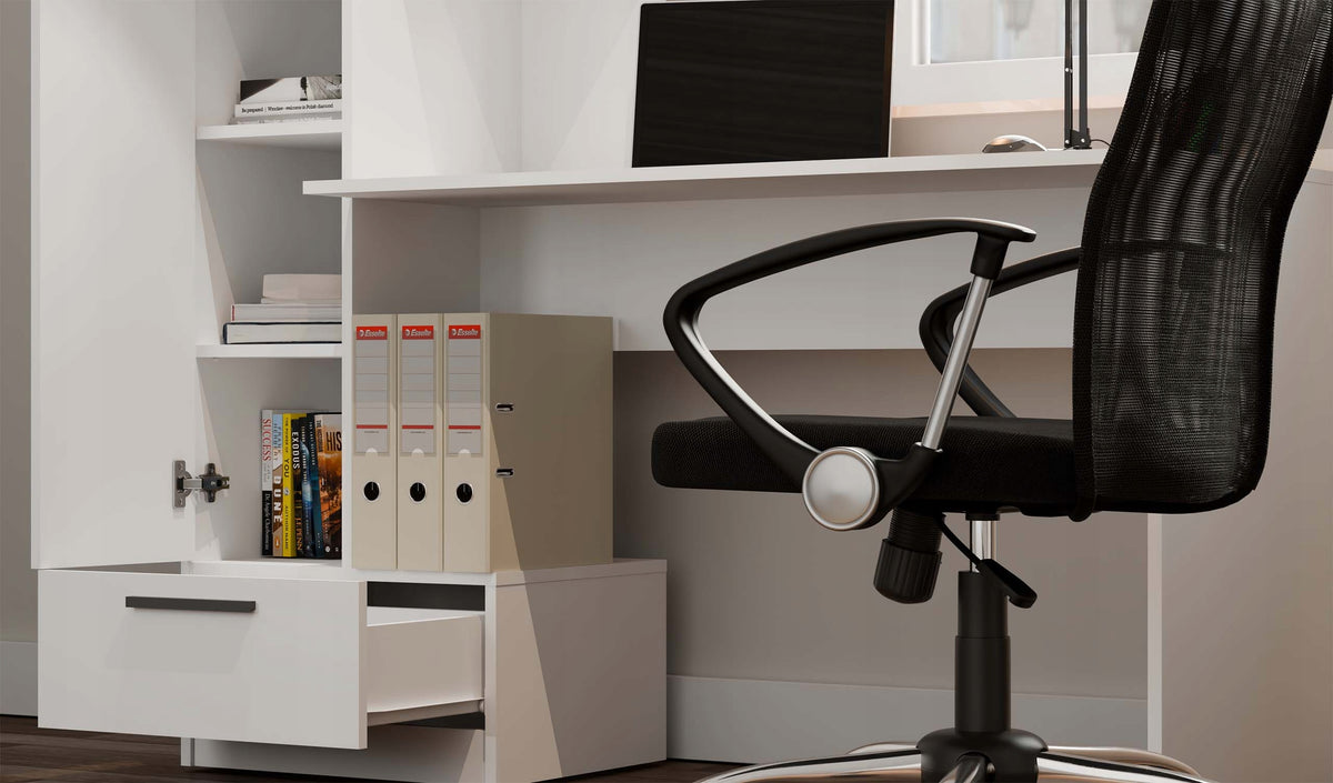 SET DESK COSMO WHITE WITH BOOKCASE AND DRAWER AND SHELVES FOR THE ROOM 143 CM EAN (GTIN) 5900354140368