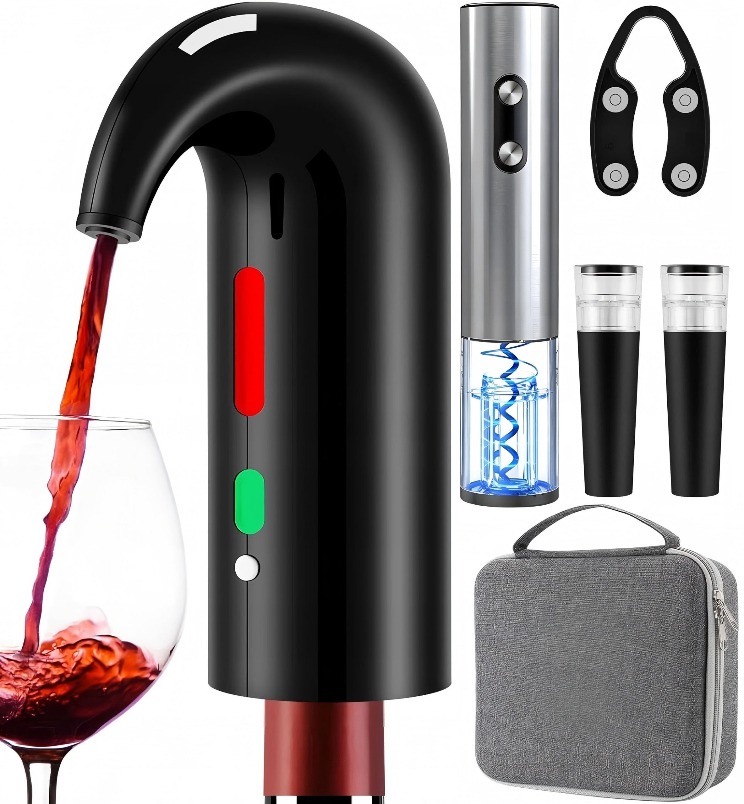 SET DISPENSER ELECTRIC WINE POURER AERATOR + OPENER + BAG