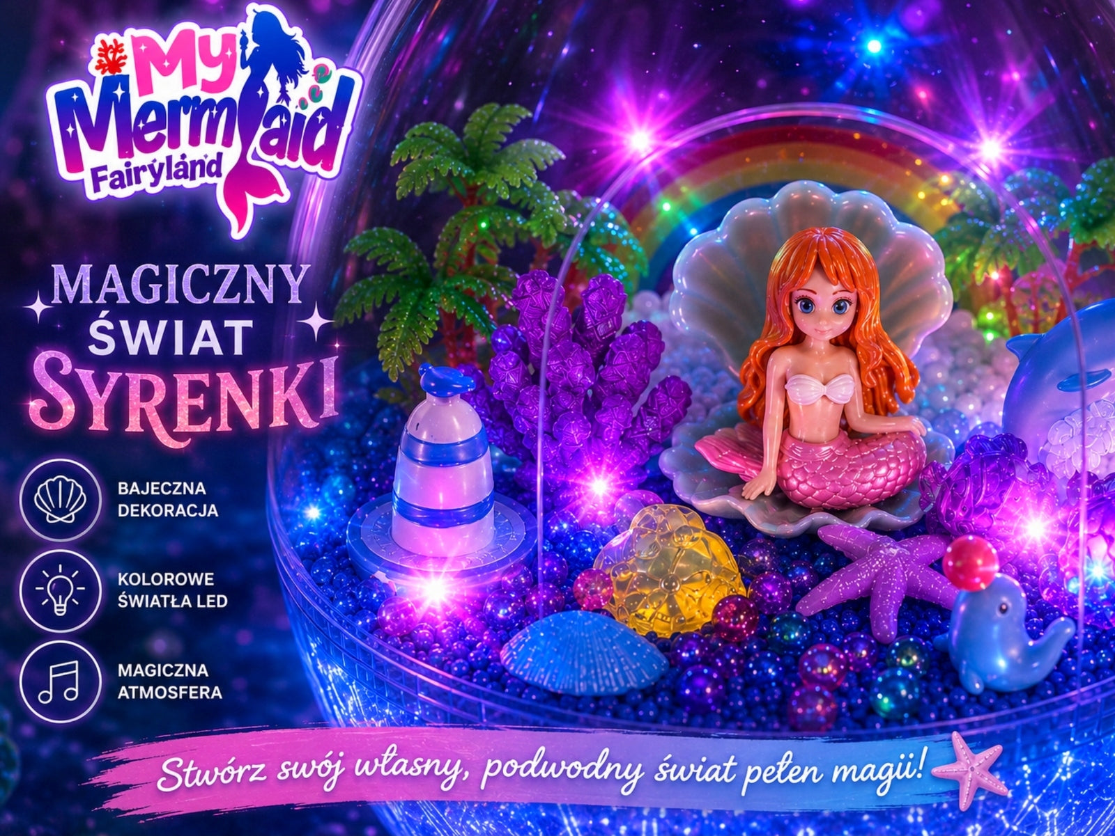 SET DIY MERMAID CREATIVE MAGIC TERRARIUM BALL BACKLIGHT LAMP L Packaging status original