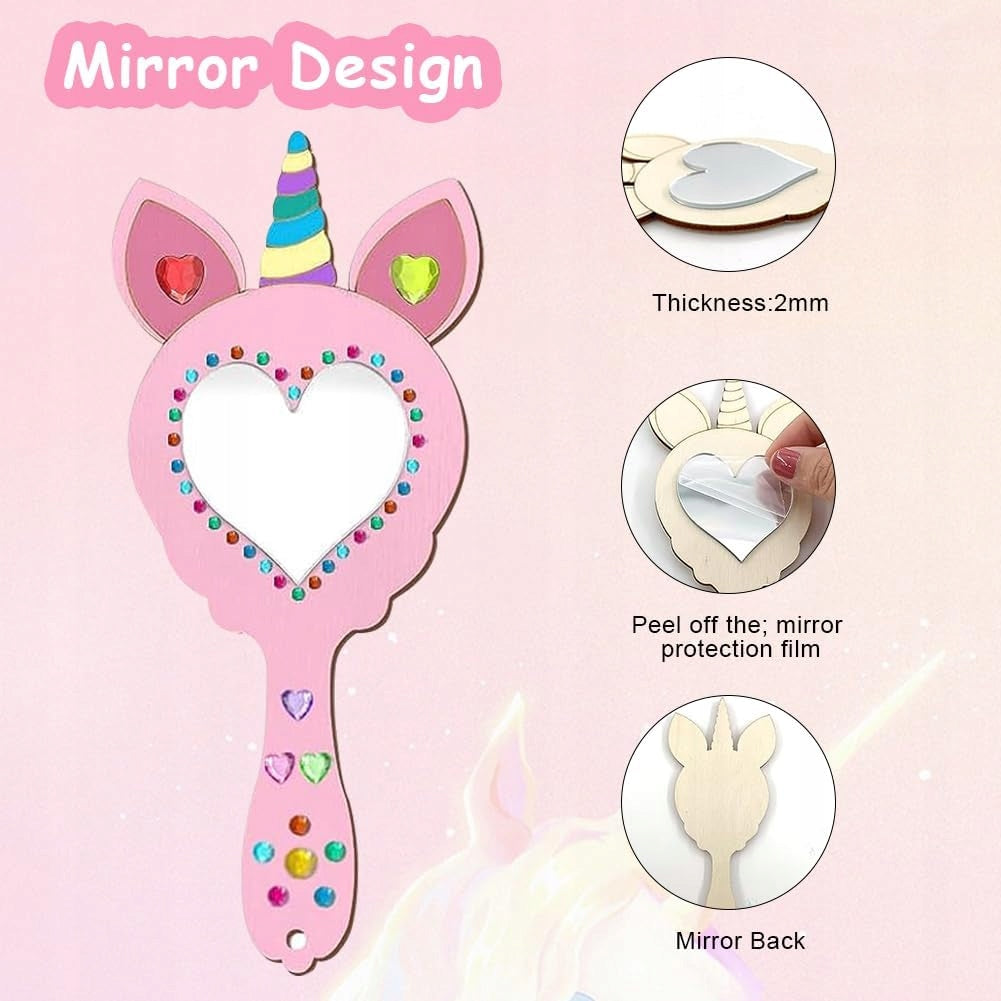 SET DIY UNICORN 12 PCS MINI WOODEN CREATIVE MIRRORS FOR CHILDREN Brand no brand