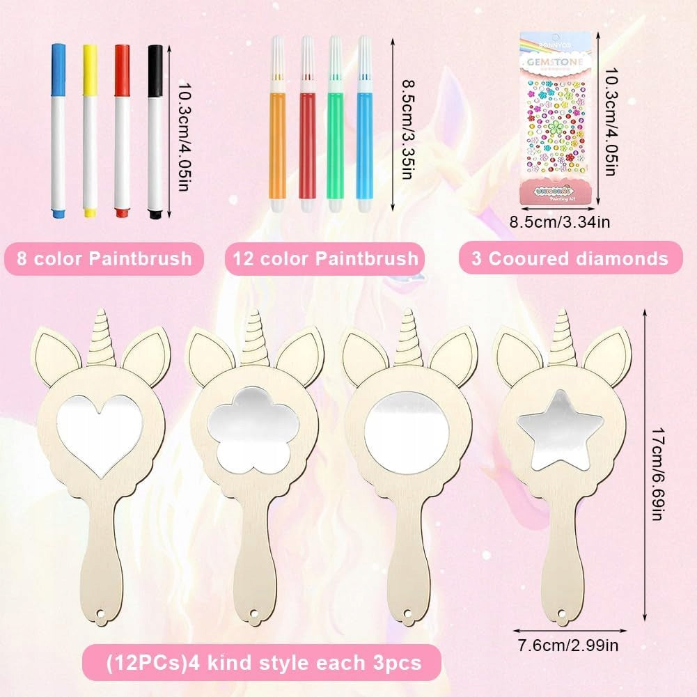 SET DIY UNICORN 12 PCS MINI WOODEN CREATIVE MIRRORS FOR CHILDREN Manufacturer code 5908032104732