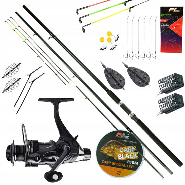 SET FEEDER rod METHOD FEEDER reel FISHING LINE RIGS BASKETS