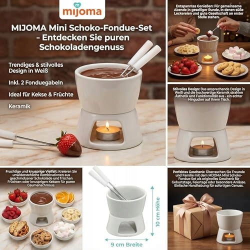 SET FONDUE CHOCOLATE CERAMIC WHITE FOR COUPLE FOR BIRTHDAY GIFT Series B09MFJNWKW