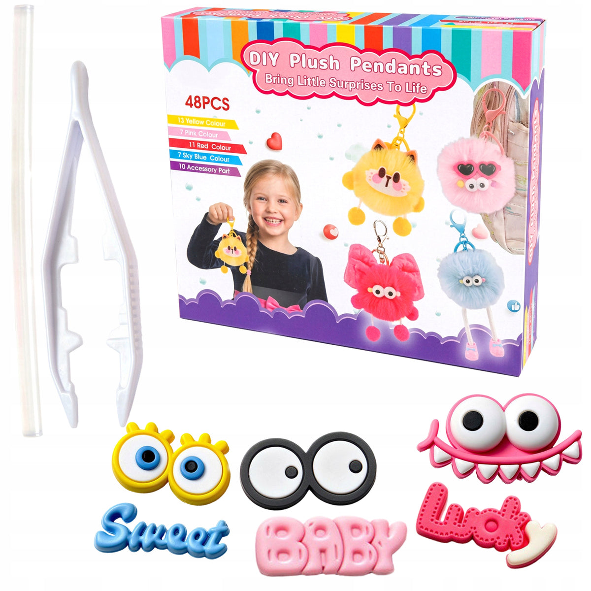 SET FOR CREATING KEY CHAINS PENDANT KEYCHAIN FLUFFY FOR BACKPACK Packaging status original