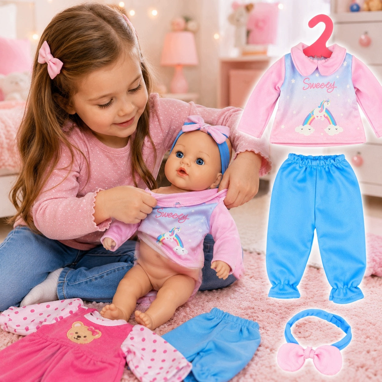SET FOR DOLL CLOTHES CLOWN DRESS FOR BABY SET SHOES PANTS Packaging status original