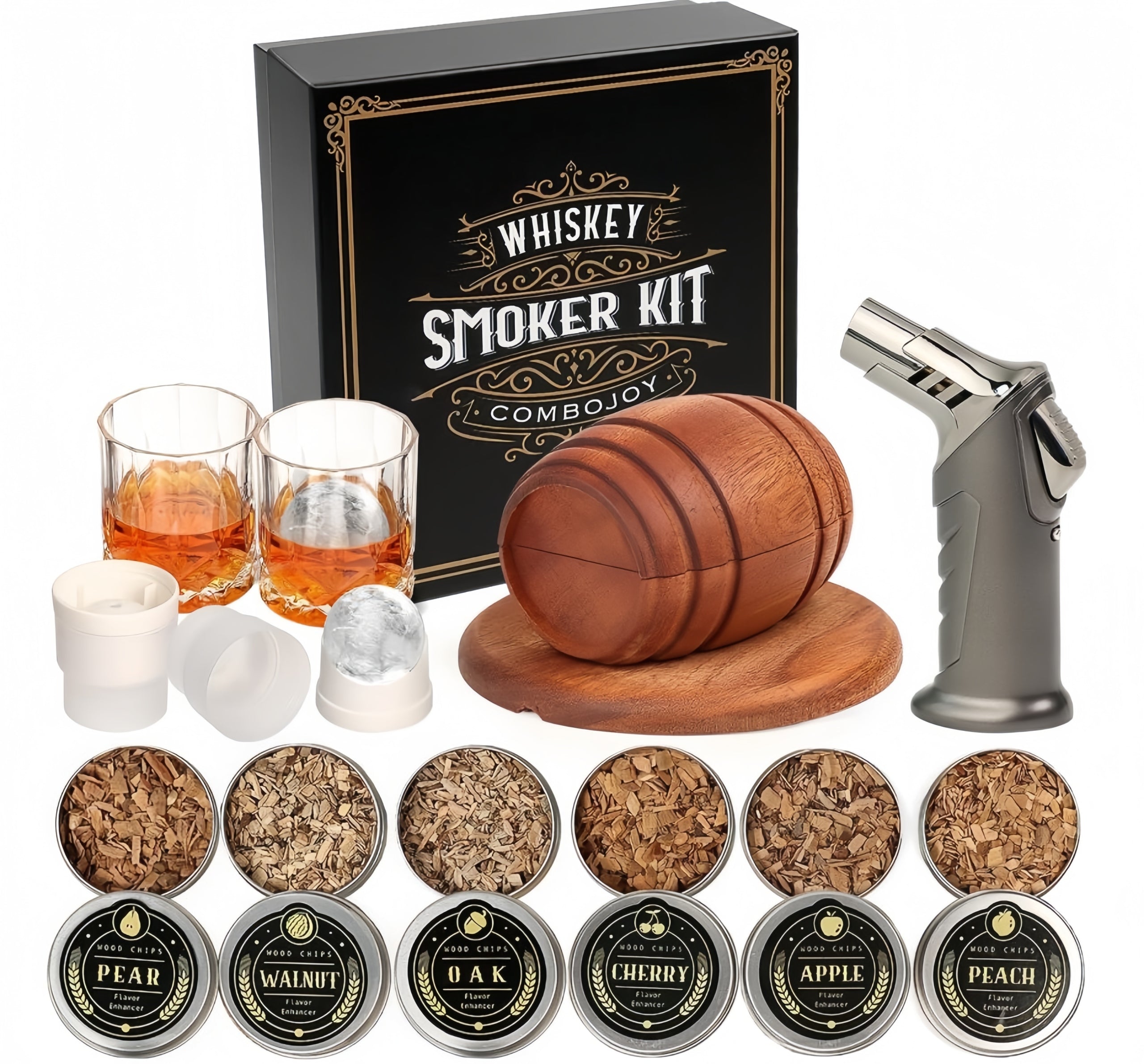 SET FOR SMOKING WHISKEY COCKTAIL SMOKER 6 AROMA GIFT FOR BOYFRIEND