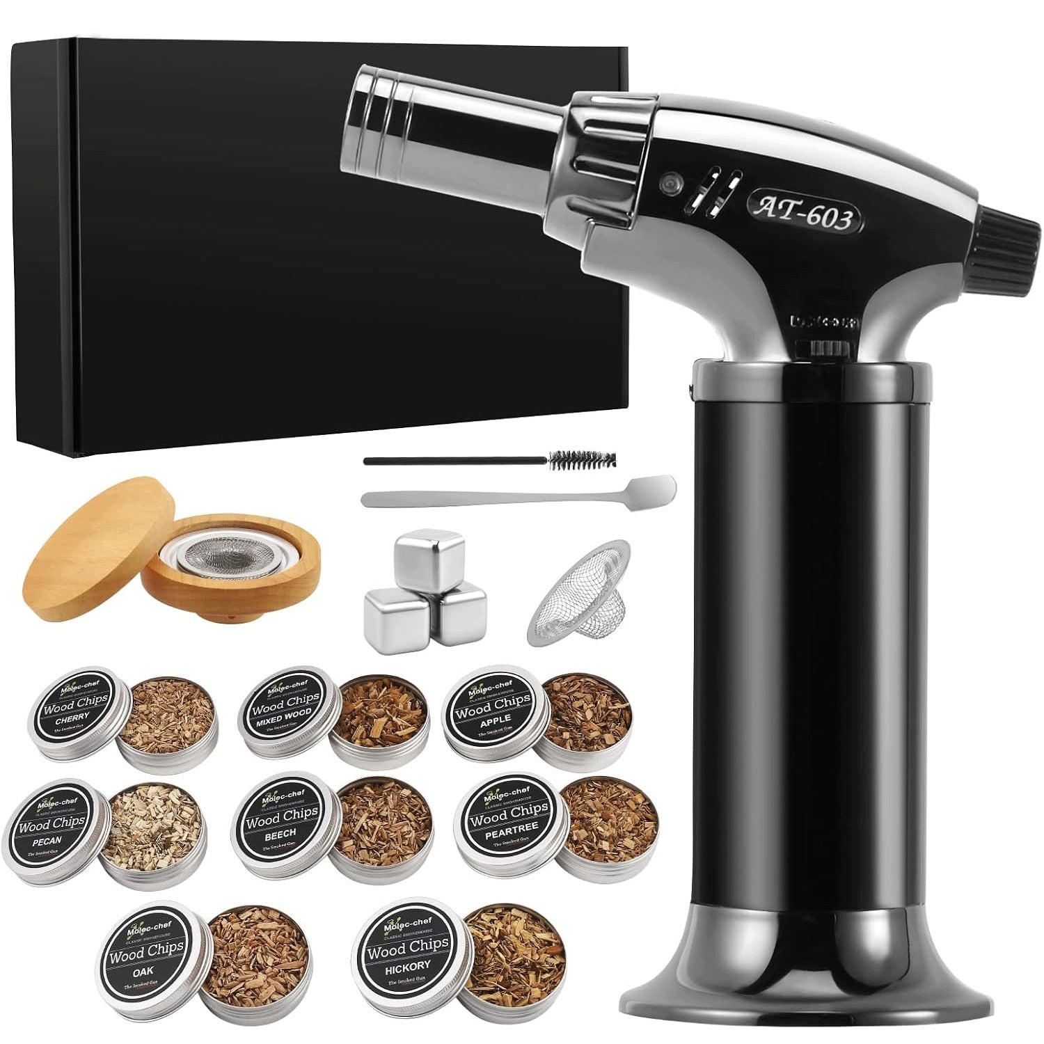 SET FOR SMOKING WHISKEY DRINKS SMOKER FOR COCKTAILS WOODEN AROMATZER