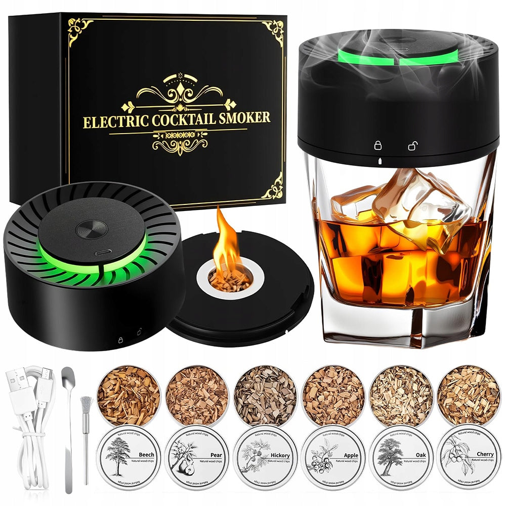 SET FOR SMOKING WHISKEY SMOKER ELECTRIC USB 6 TYPES OF WOOD CHIPS GIFT