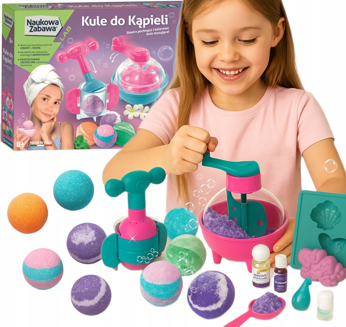 SET LABORATORY FRAGRANT BATH BALLS LEARNING FUN 8 CLEMENTONI