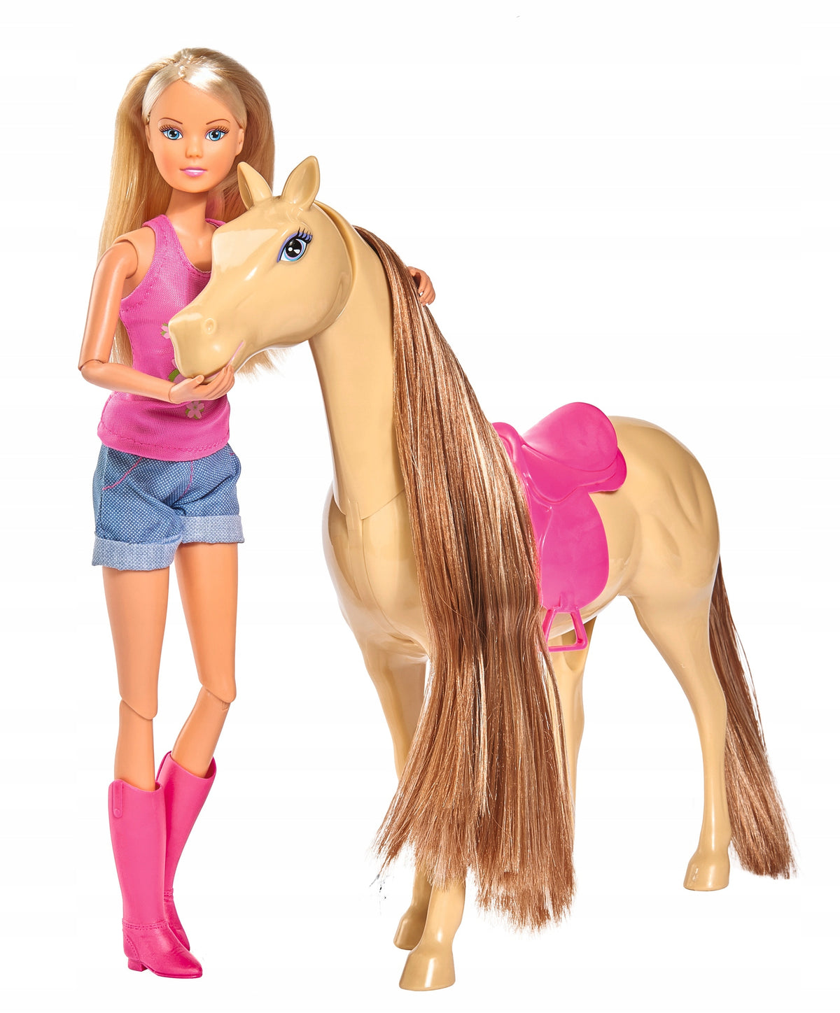 SET LALKA STEFFI WITH HELMET + HORSE MOVING HEAD HORSE RIDING AKCESORIA Manufacturer code 573-3052