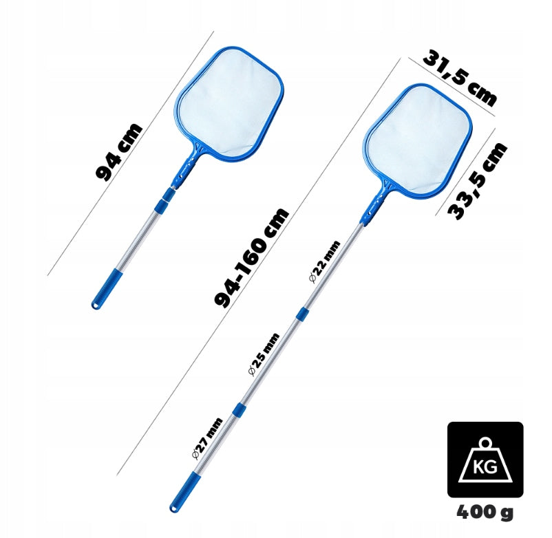 SET MESH STRAINER FOR CLEANING THE POOL JACUZZI PICKER + ADJUSTABLE STICK Manufacturer code ZBIERAK DO BASENU WWG Z TYCZKĄ