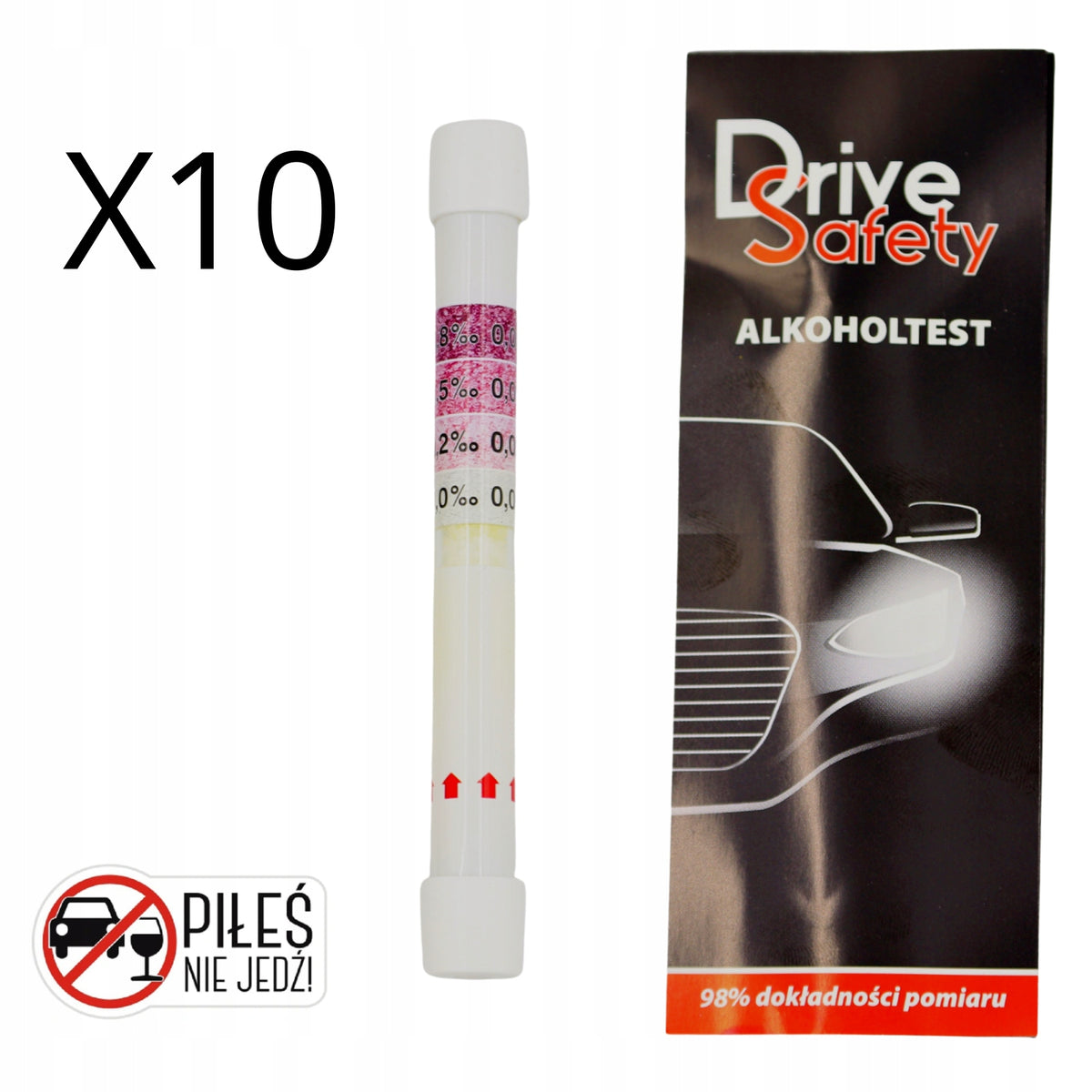 SET OF 10 PIECES BREATHALYZER DISPOSABLE ALCOHOL TEST CERTIFIED CAR TEST