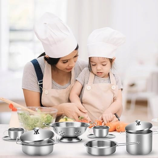 SET OF 17X KITCHEN ACCESSORIES POTS FOR CHILDREN FUN LEARNING ROLE-PLAYING Brand no brand