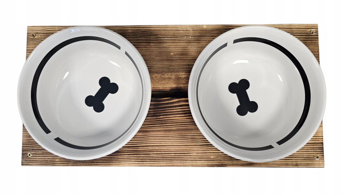 SET OF 2 CERAMIC BOWLS ON WOODEN STAND FOR DOG AND CAT 2x1600 ml Manufacturer code Stojak na miski