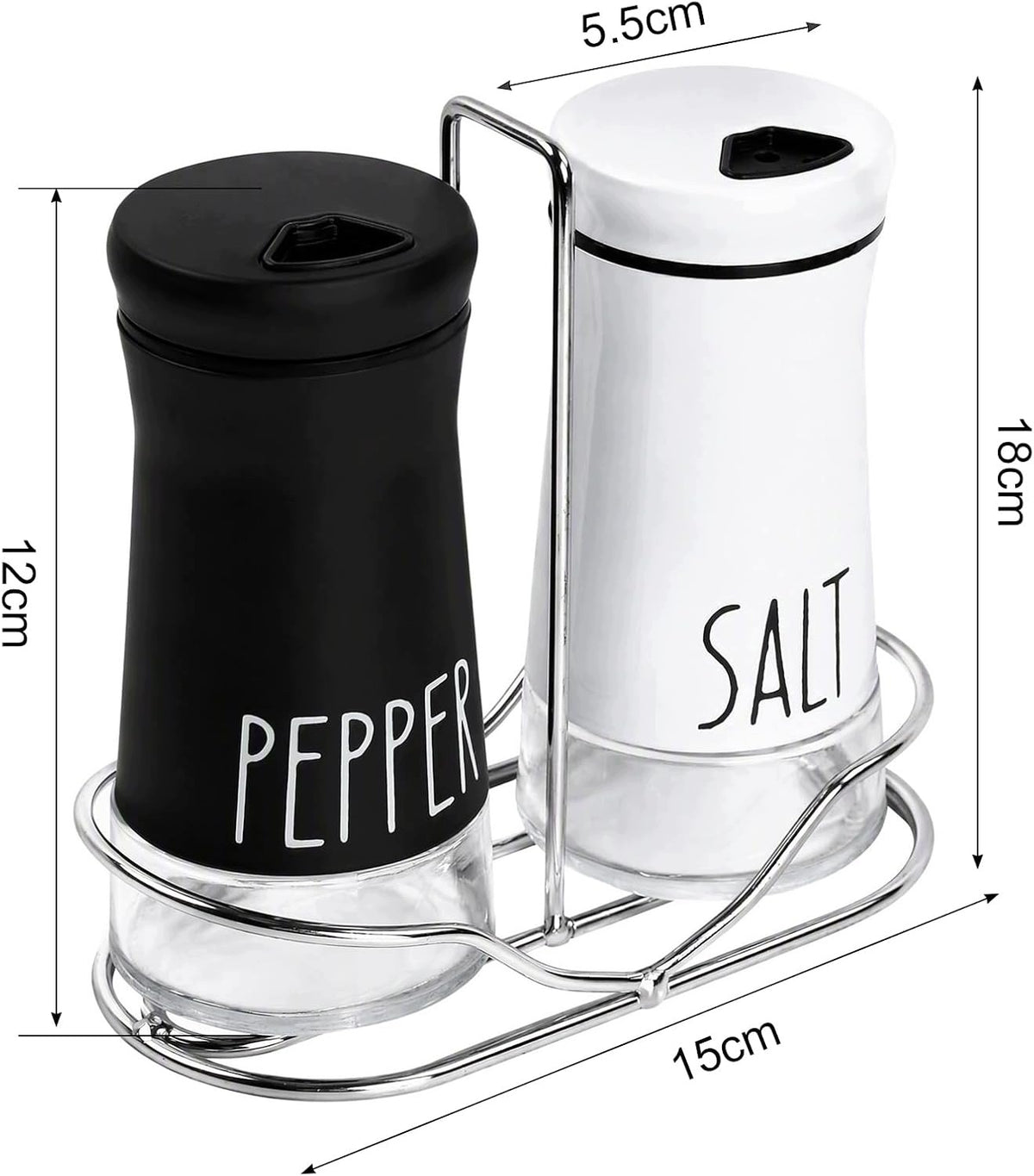SET OF 2 GLASS PEPPER SALT SHAKERS 130ML DISPENSER 3 HOLES Brand AE