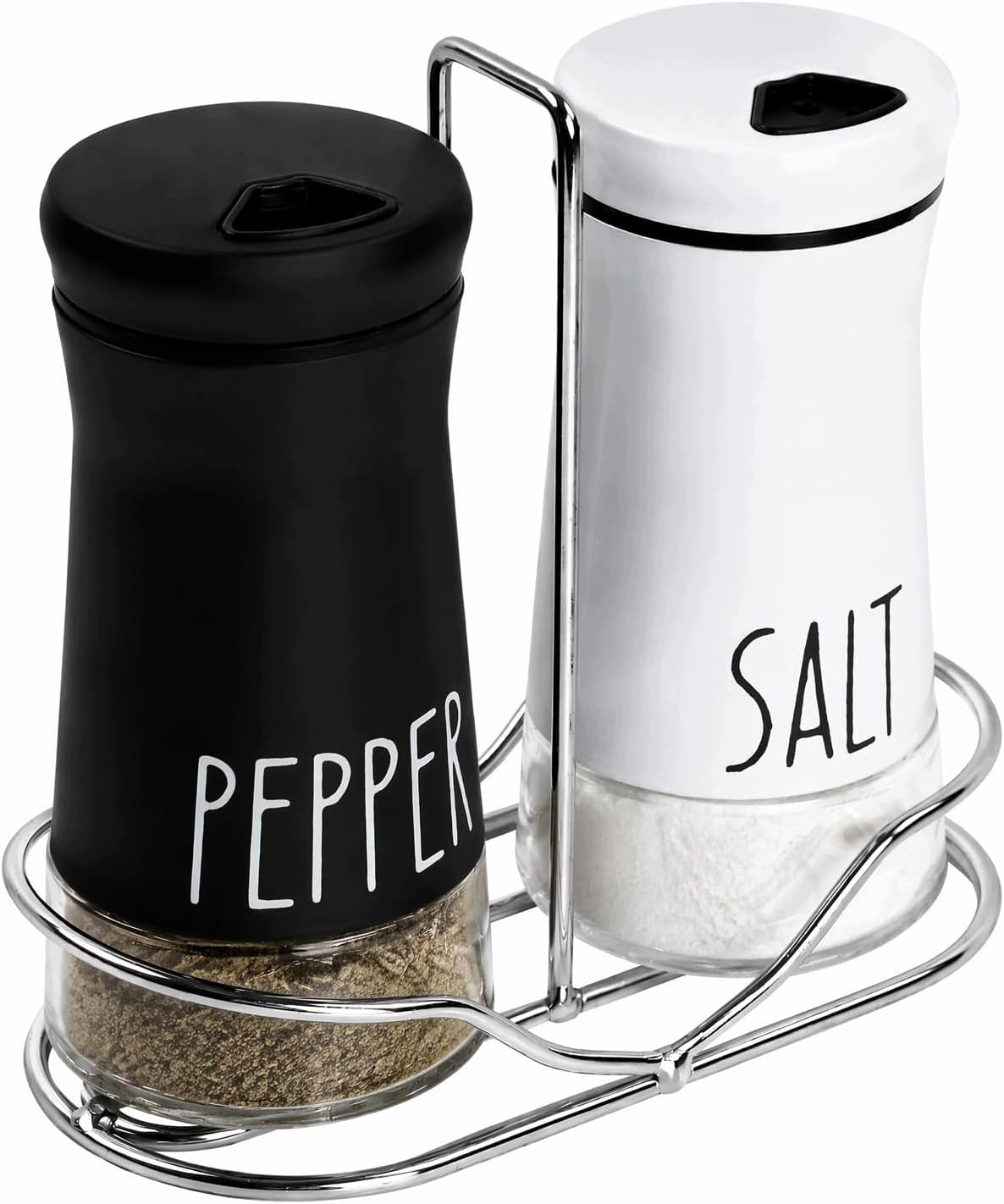 SET OF 2 GLASS PEPPER SALT SHAKERS 130ML DISPENSER 3 HOLES