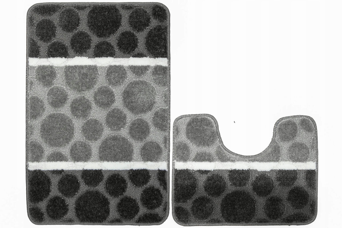SET OF 2 GRAY NON-SLIP SIENA BATHROOM RUGS WITH POTS