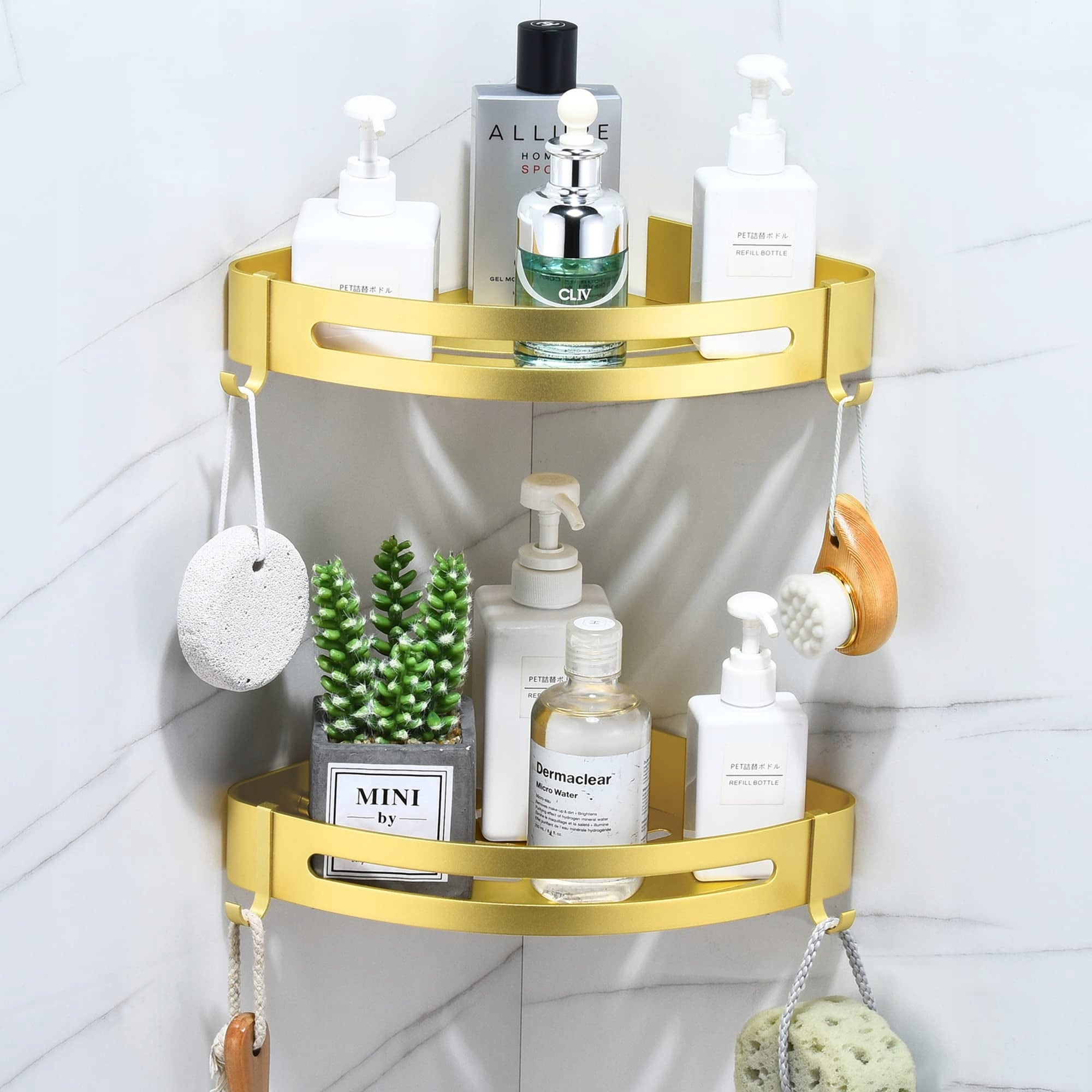 SET OF 2 HANGING BATHROOM SHELVES LOFT Brushed Gold+Glue Manufacturer code 6945681814901