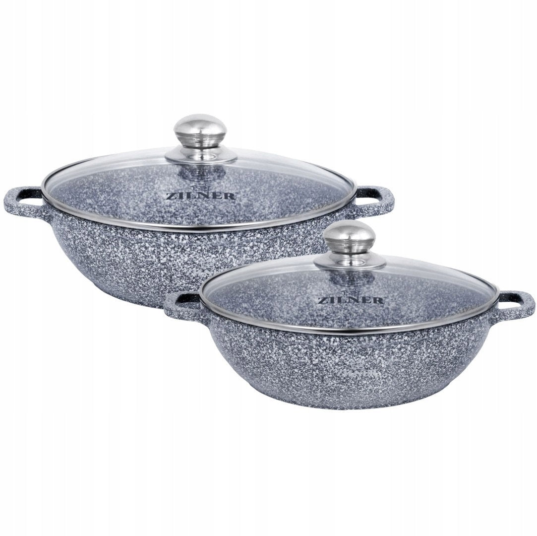 SET OF 2 WOK POTS WITH MARBLE COATING 28 / 32