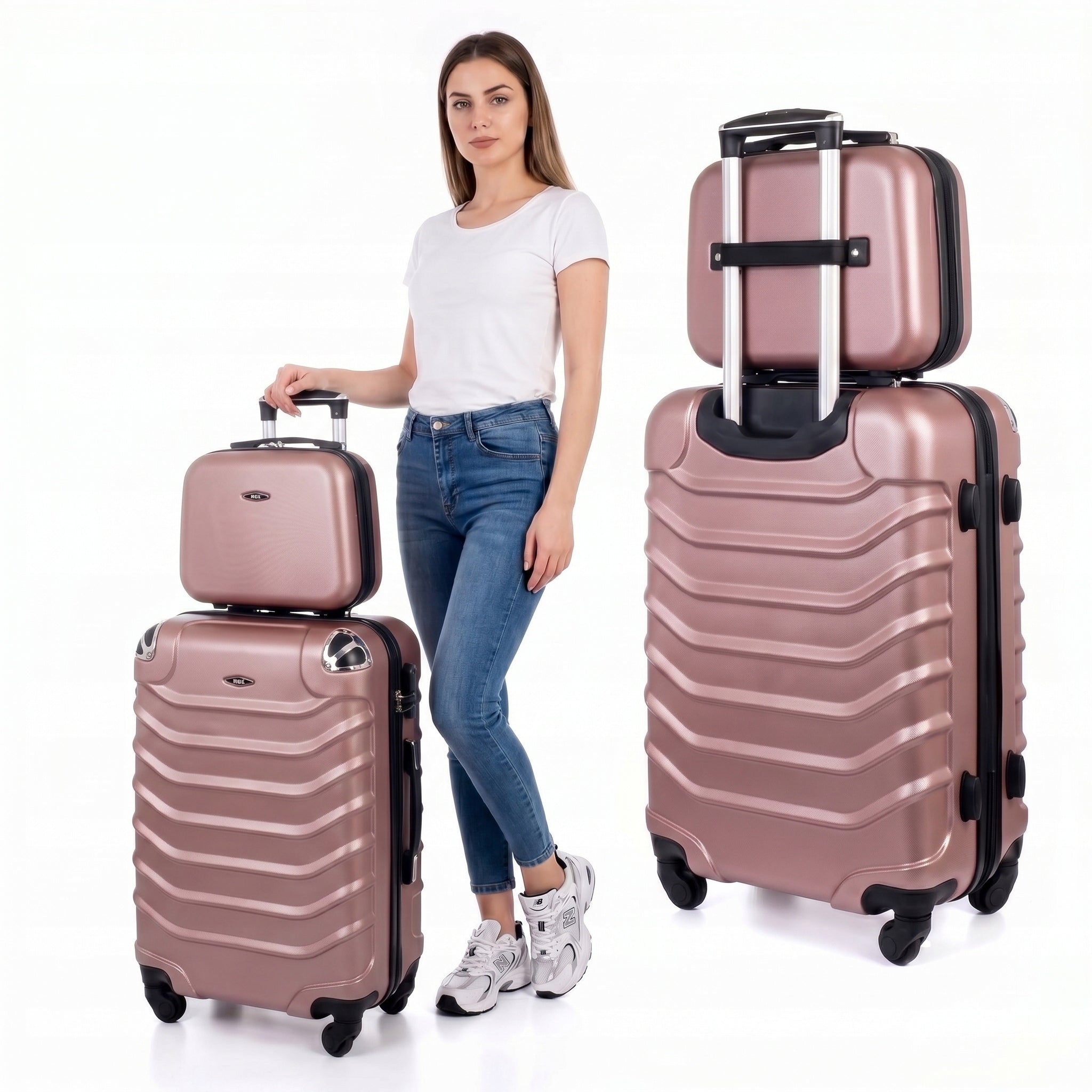 SET OF 2IN1 MEDIUM TRAVEL SUITCASE + CHEST COSMETIC BAG LUGGAGE ORGANIZER