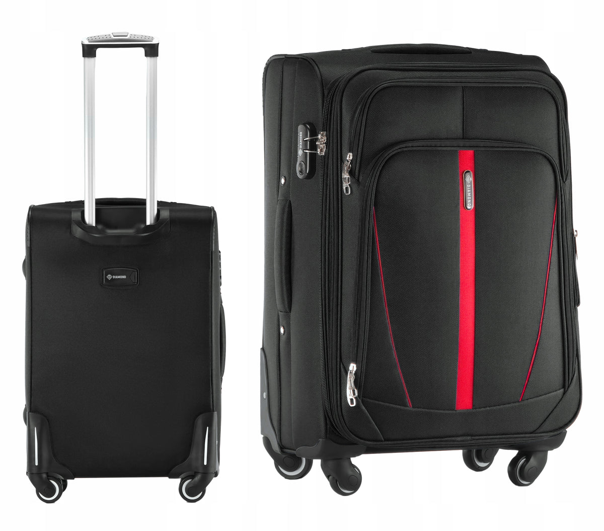 SET OF 2IN1 TRAVEL SUITCASE MEDIUM M + BAG BLACK LUGGAGE 4 WHEELS C330 Packaging status original