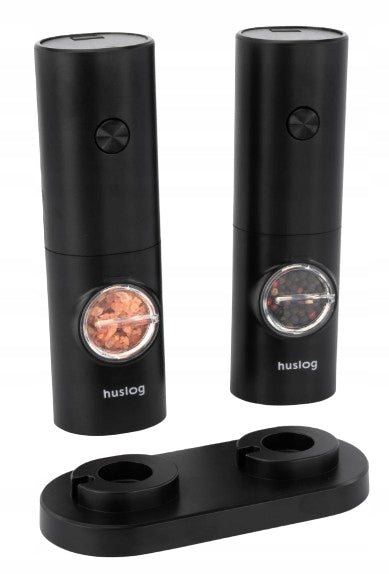 SET OF 2x ELECTRIC GRAVITY GRINDER FOR PEPPER AND SALT SPICES BLACK Manufacturer code HUS1034