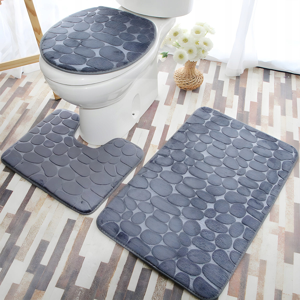 SET OF 3 BATHROOM RUGS FOR BATHROOM TOILET NON-SLIP ABSORBENT Manufacturer code OR1164