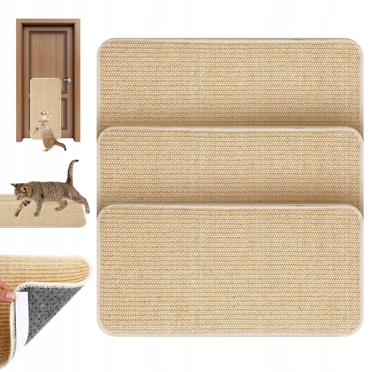 SET OF 3 CAT SCRATCHING MAT FOR WALLS AND ANTI-SCRATCH FURNITURE