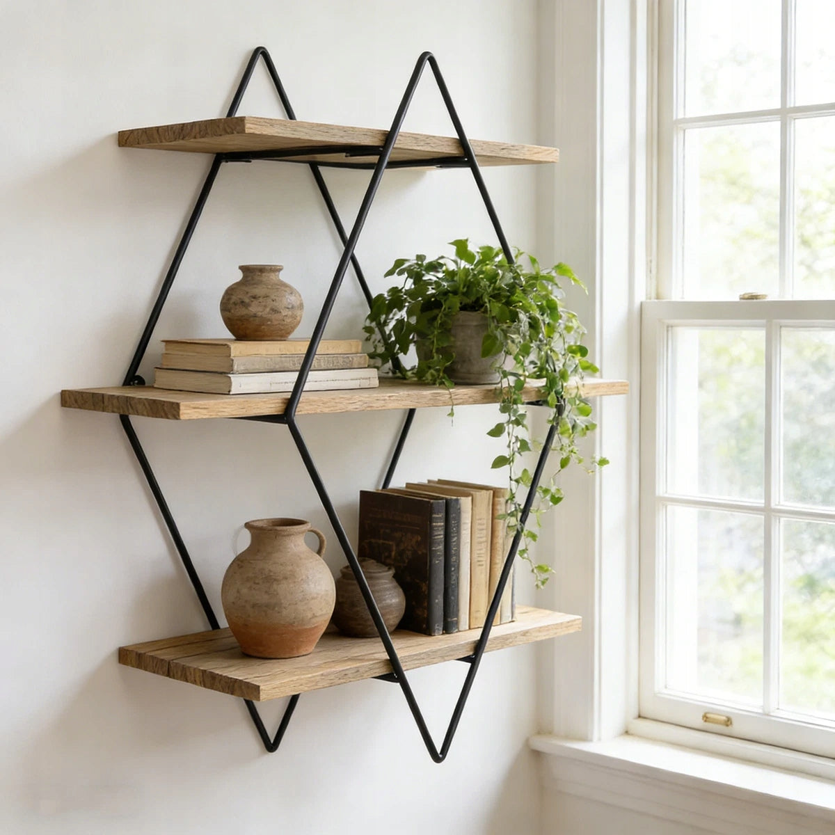 SET OF 3 LEVELS WALL LOFT RUSTIC MDF HANGING FOR KITCHEN LIVING ROOM Furniture depth 19 cm