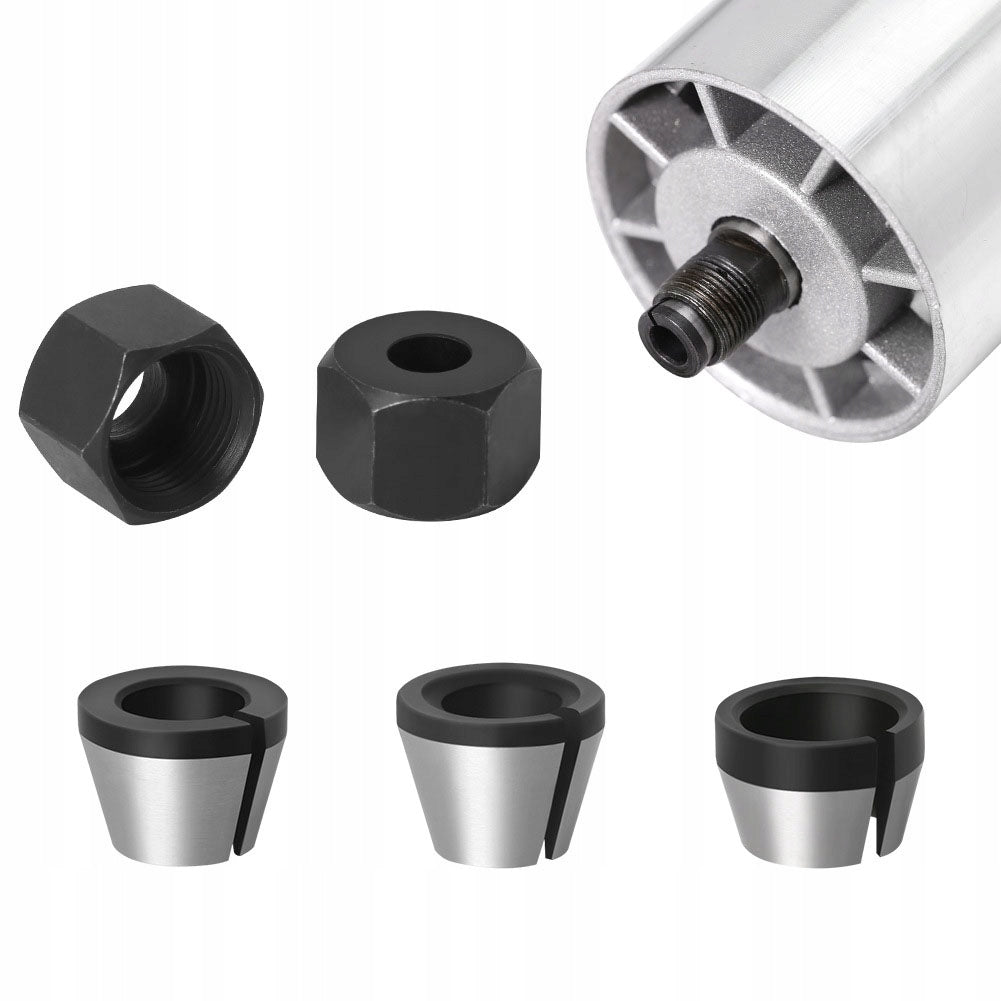 SET OF 3 MILLING MACHINE REDUCTION BUSHINGS WITH 2 PIECES NUT, 6MM 8MM 6,35MM