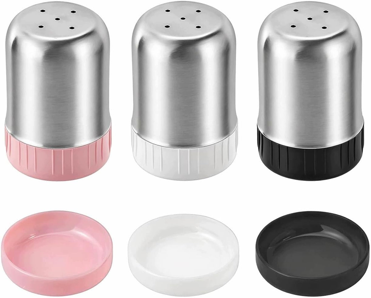 SET OF 3 MINI PEPPER SHAKERS STAINLESS STEEL TRAVEL CAMPING