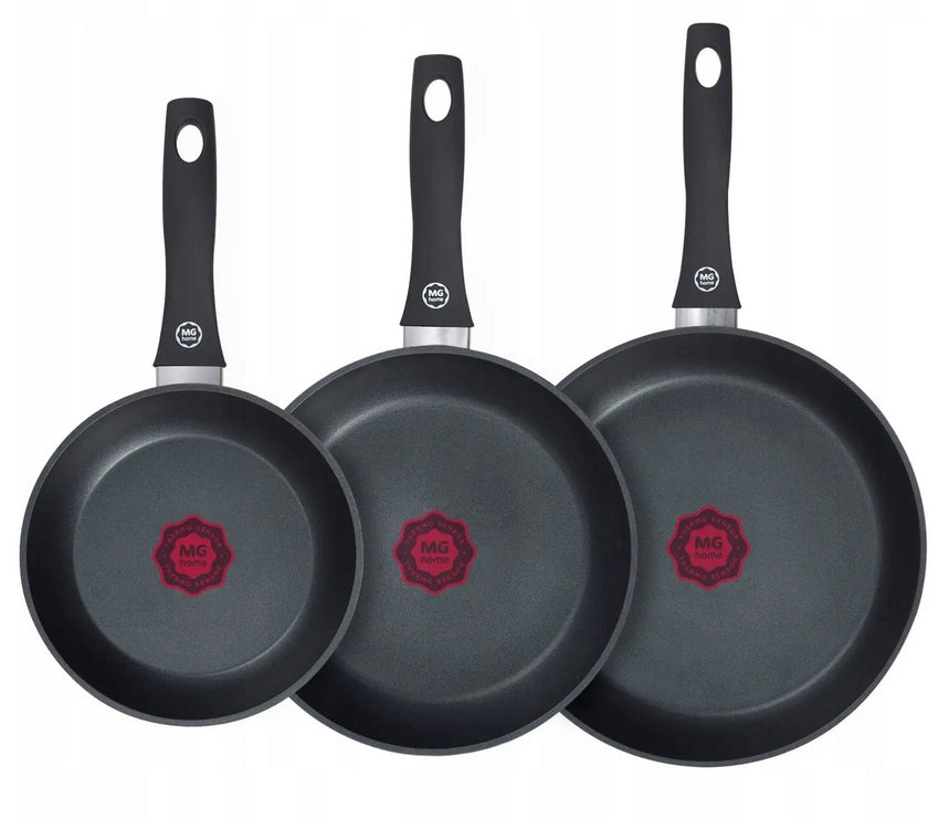 SET OF 3 PANS 20/24/28 CM WITH TEMPERATURE SENSOR Thermo Sensor TEFLON