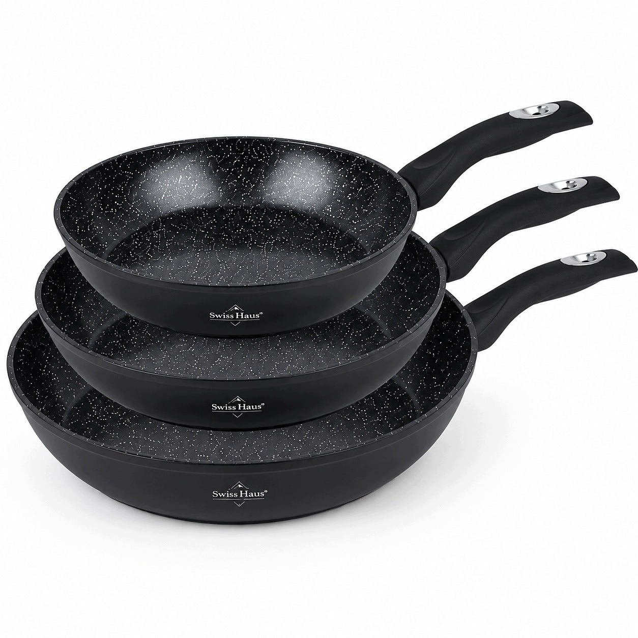 SET OF 3 PANS 20/24/28 – ESSENTIAL IN EVERY KITCHEN INDUCTION GAS BLACK