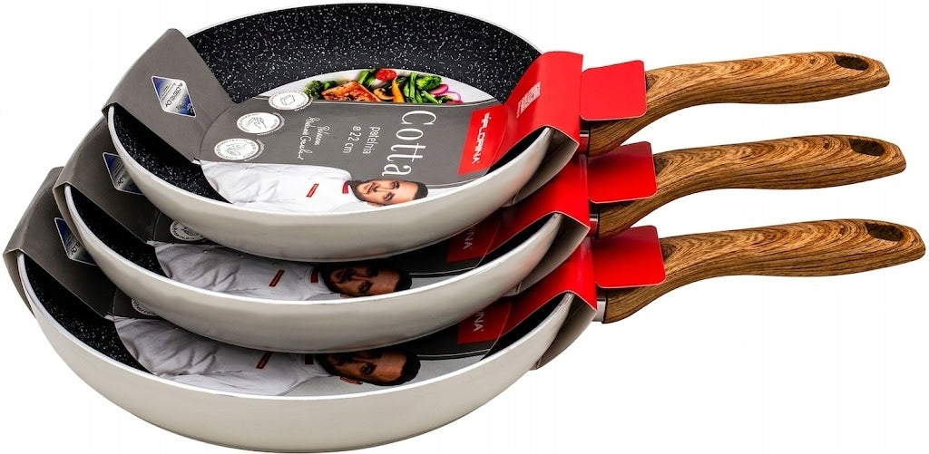 SET OF 3 PANS INDUCTION GAS 20cm 24cm 28cm NON-STICK COATING
