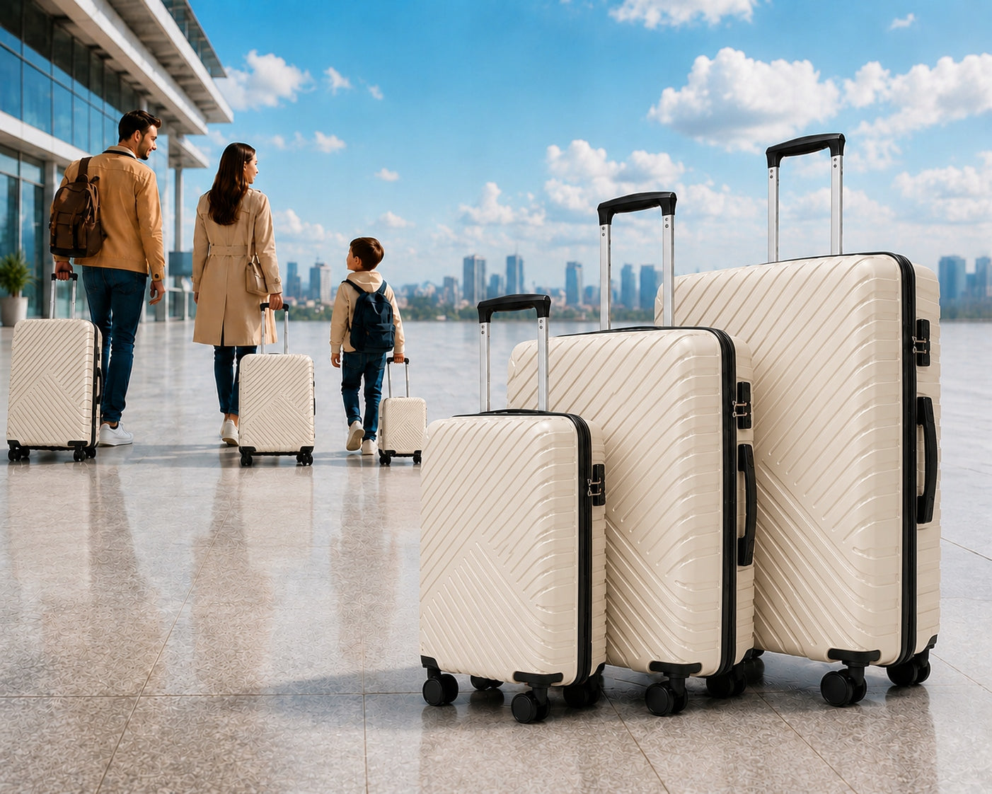 SET OF 3 SUITCASES 3IN1 SET TRAVEL WHEELS LUGGAGE STRONG ABS SUITCASE Packaging status original