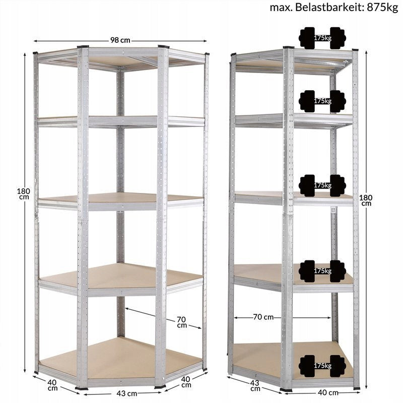 SET OF 3 x METAL CORNER STORAGE RACK Manufacturer Monzana