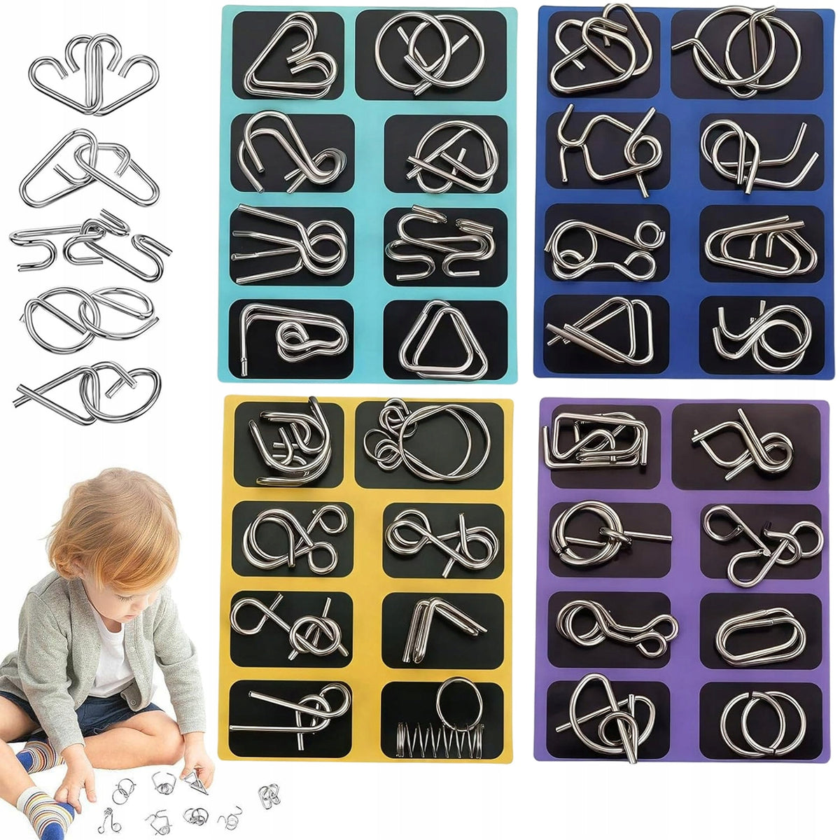 SET OF 32 METAL PUZZLE RINGS IQ PUZZLE FOR ADULT CHILDREN