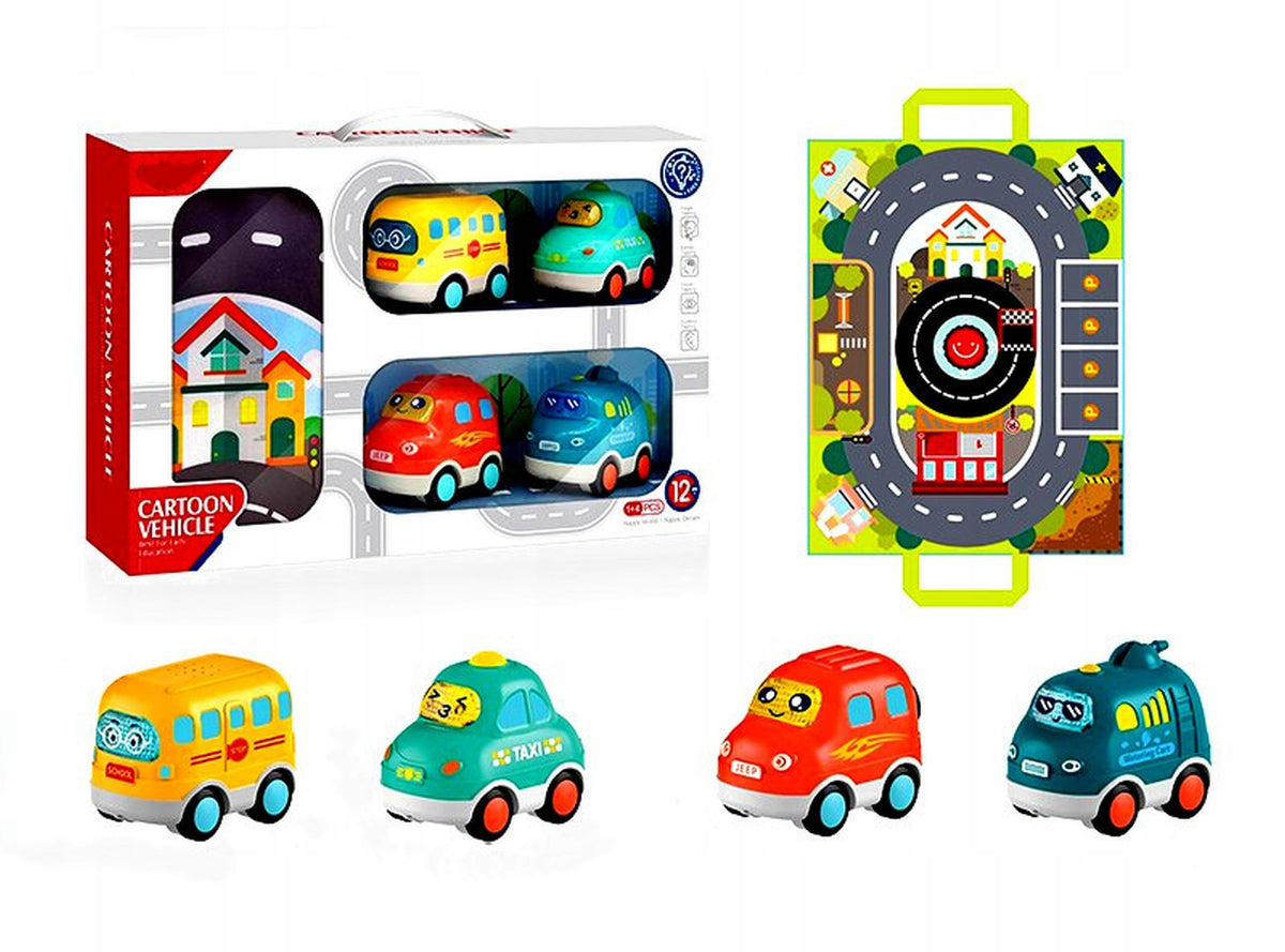 SET OF 4 CARS CAR WITH LIGHT SOUND BLANKET MAT CITY ROAD EAN (GTIN) 5901741466023