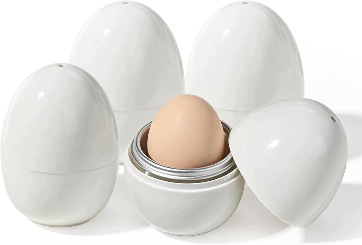 SET OF 4 EGG COOKERS FOR MICROWAVE OVEN ALUMINUM PP