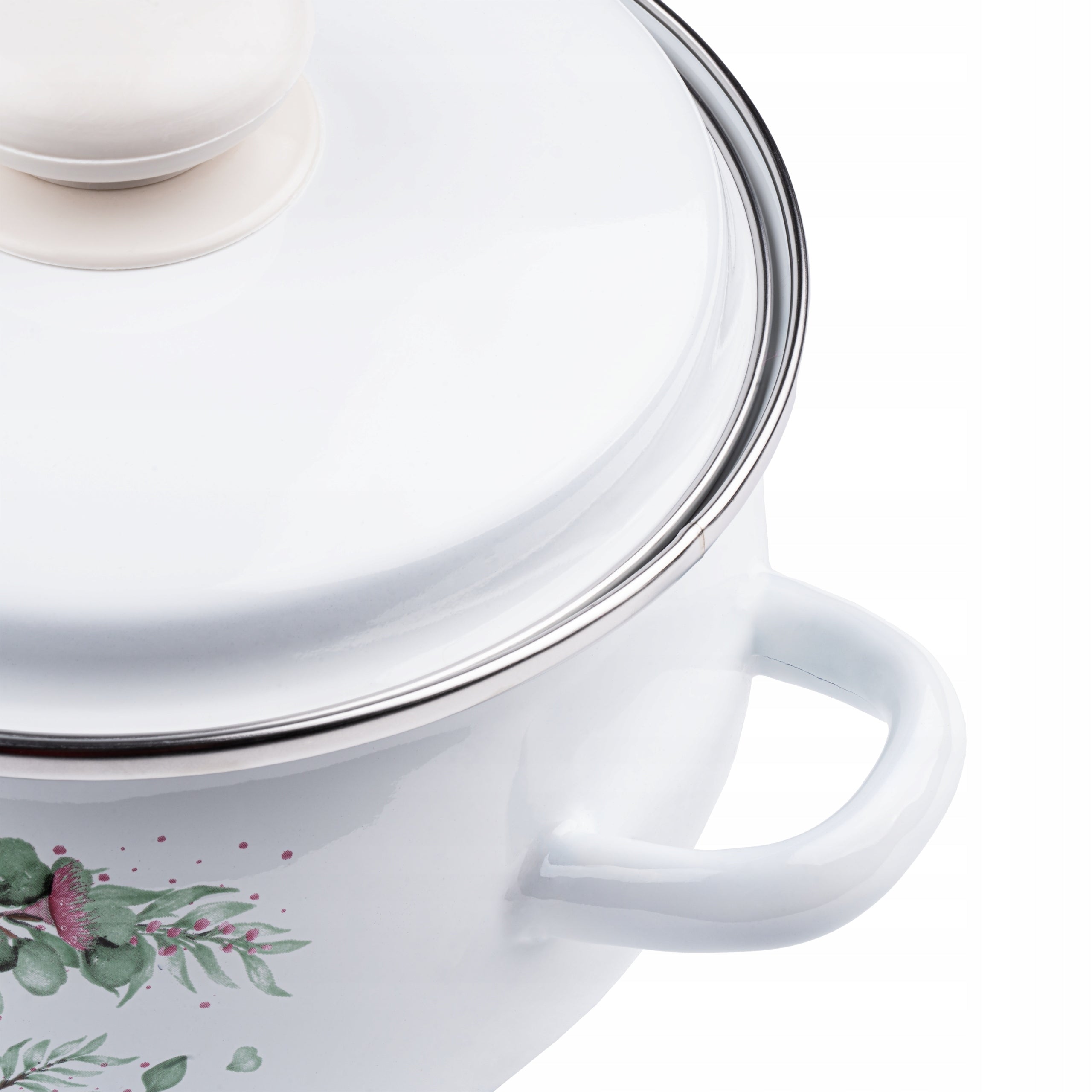 SET OF 4 ENAMEL POTS + LIDS 8EL INDUCTION GAS ENAMEL POTS Color multicolor