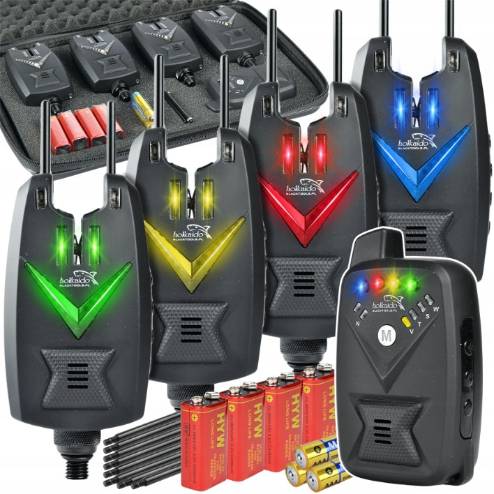SET OF 4 FISHING BEACONS + CONTROL PANEL HOKKAIDO 4+1 CASE BATTERIES