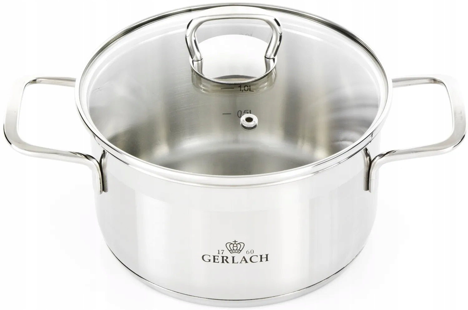 SET OF 4 POTS GERLACH INDUCTION GAS BRAVA STAINLESS STEEL 4 LIDS Manufacturer code 322P
