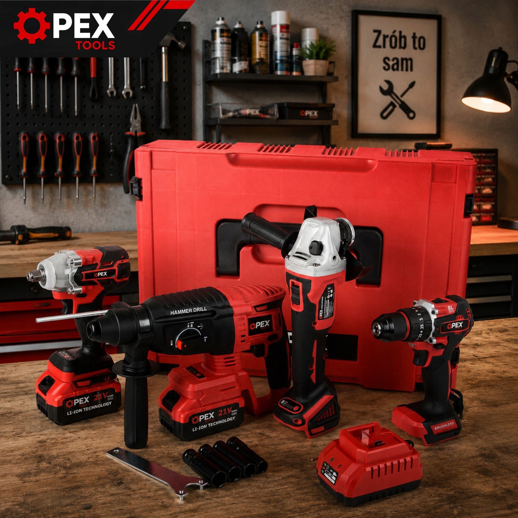 SET OF 4IN1 DRILL/DRIVER + IMPACT WRENCH + GRINDER + HAMMER DRILL Packaging status original