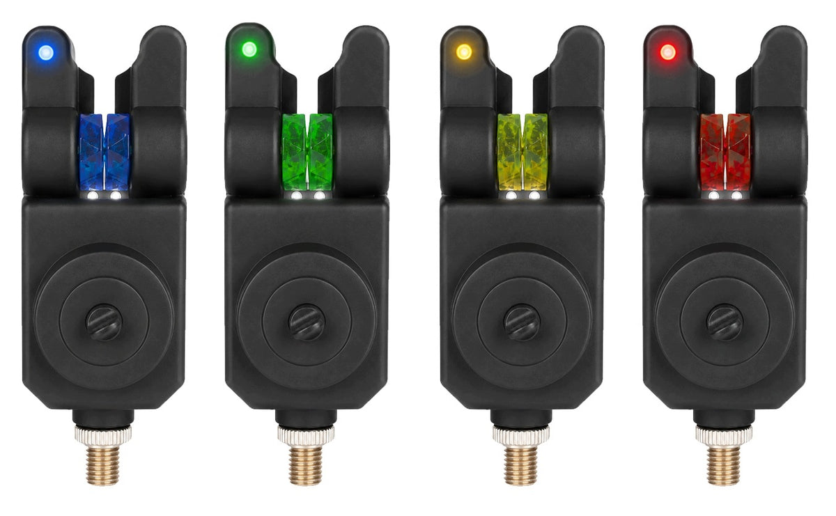 SET OF 4pcs CARP BITE BEACONS + CONTROL PANEL 4+1 batteries + SUITCASE Packaging status original