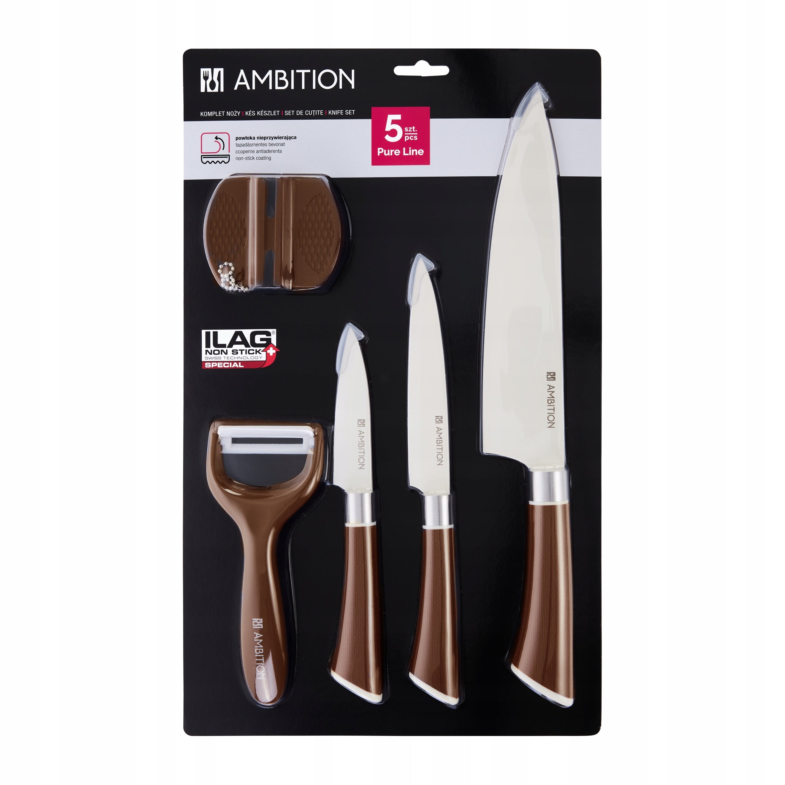 SET OF 5 EL KNIVES WITH SHARPENER AND PEELER Brand Ambition