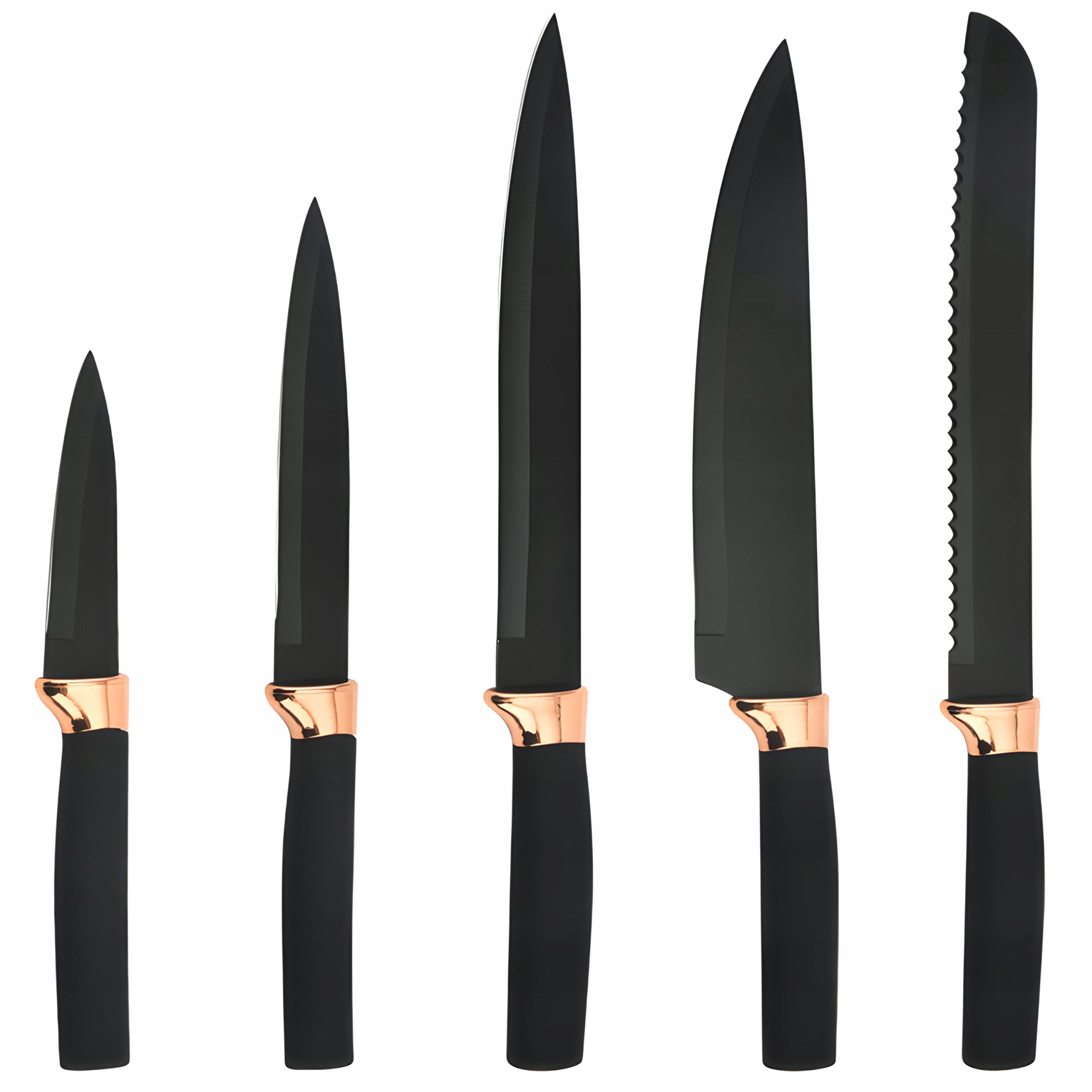 SET OF 5 KITCHEN KNIVES IN BLOCK SET SHARP KITCHEN KNIVES RACK BLACK Manufacturer code ZESTAW NOŻY O965