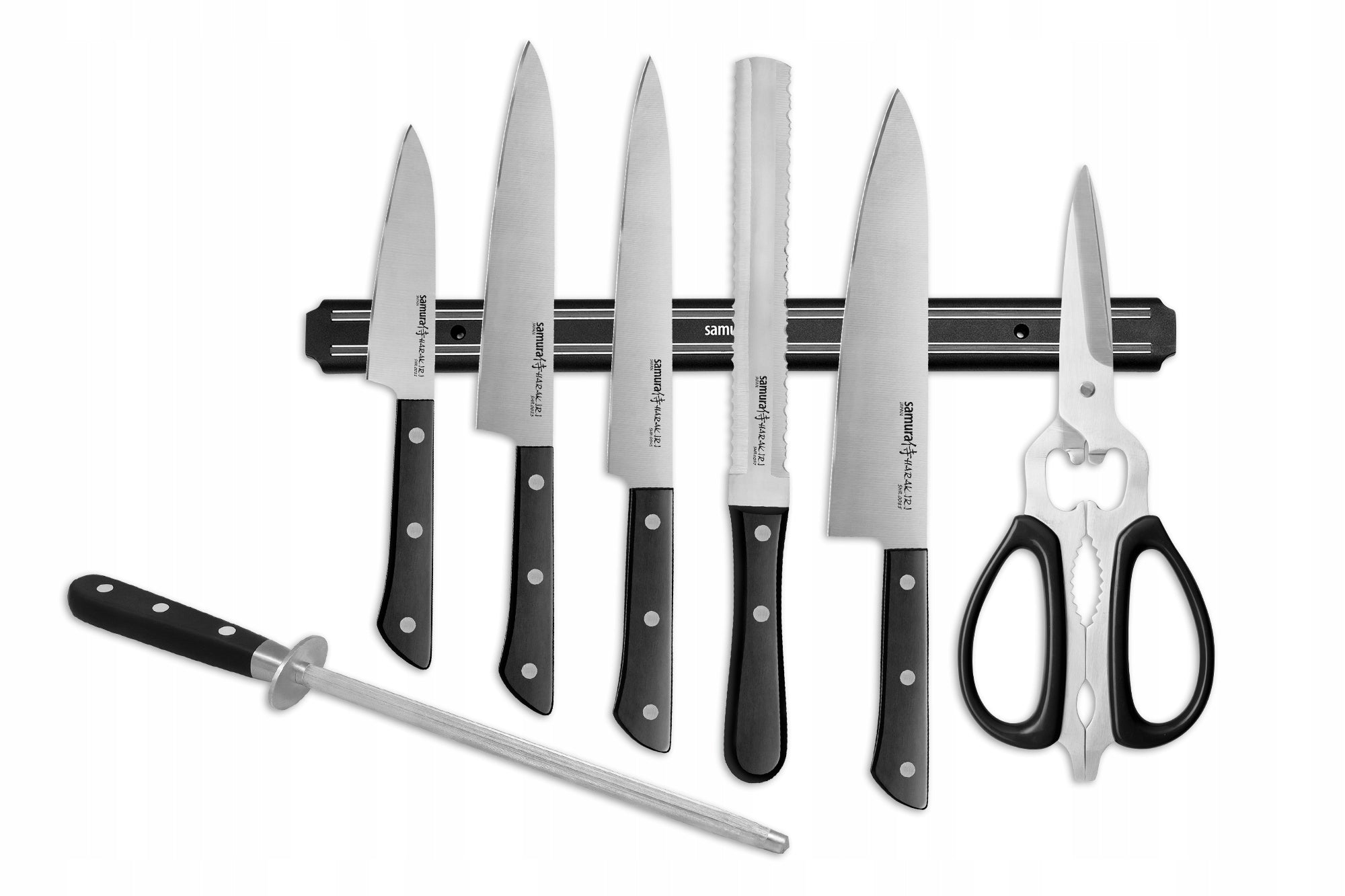 SET OF 5 KITCHEN KNIVES SAMURA HARAKIRI MUSAK SCISSORS SHR-0280B