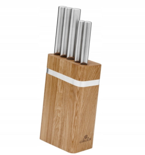 SET OF 5 KNIVES GERLACH AMBIENTE OAK IN WOODEN BLOCK KITCHEN SET Manufacturer code NK983